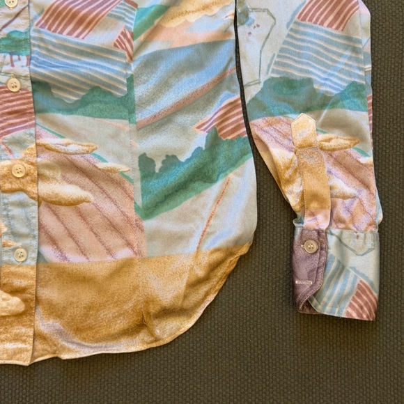 Vintage 70s Mountain Prairie Landscape Long Sleeve Button Up Shirt - Picture 6 of 13